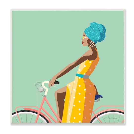 Stupell Industries Summer Girl on Pink Bicycle Wall Plaque